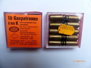 Alte spezial-Gaspatronen Kal. 8 mm extra Stark vom Qualitätshersteller Wadie !