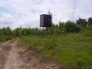 Jagdkanzel,Ansitzeinrichtung,Hochsitz mit Unterbau