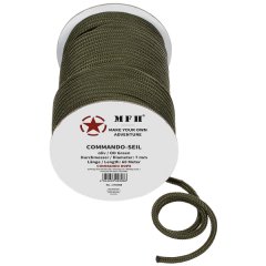 Seil / Schnur Oliv 7mm x 60m auf Rolle - z.B. zum Spannen von Tarnnetzen