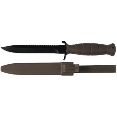 ÖBH Kampfmesser / Feldmesser 16,5/29cm MIT SÄGERÜCKEN - Glock - Nachbau - Schwarz / Oliv mit Scheide