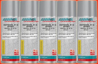 5x 0,2 Liter Spray WAFFENÖL W 18 Konservierungs- und Reinigungsflüssigkeit keine Geruchsbelästigung