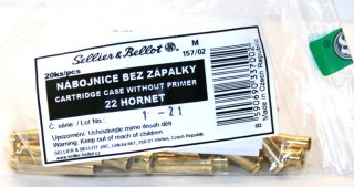 20 Stück S&B | Sellier&Bellot Wiederladehülsen S+B .22 HORNET NEU Messing Boxer o Zünder #V337002