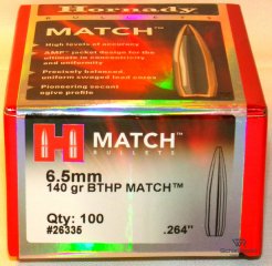 100St. HORNADY 6,5mm(.264Dia.) - 140 - BTHP - MATCH - #26335 - Versand ab 6,40€
