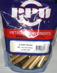 50 Stück > NEUE PPU/PrviPartizan Langwaffenhülsen 9,3x62 Mauser | Boxerzündung Unprimed Brass #C330
