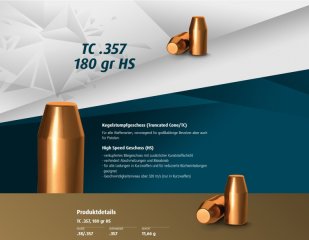 H&N Geschosse .357 TC HS 180gr. 500St. (.357Mag)