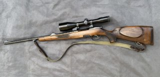 Original Steyr Mannlicher M Kal. 7x64 mit Docter 8x56M mit Leuchtpunkt und EAW Schwenkmontage