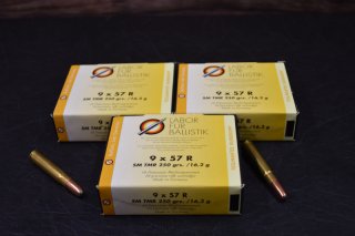 32 Kugelpatronen Labor für Ballistik Kal. 9x57R TMR 16,2g / 250grs