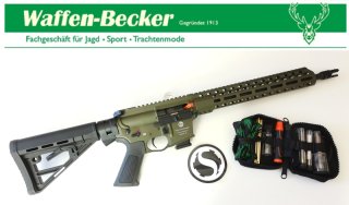 Selbstladebüchse Schmeisser AR15-9 M4FL 14,5" 9mm Luger, OD-green -NEUWARE-