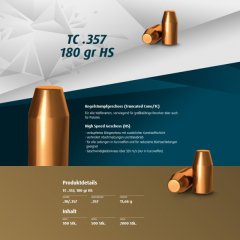 H&N Geschosse .357 TC HS 180gr. 500St. (.357Mag)