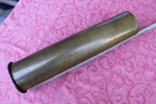 10cm Messingkartusche "Patronenfabrik Karlsruhe Mai 1918" In Bestzustand.