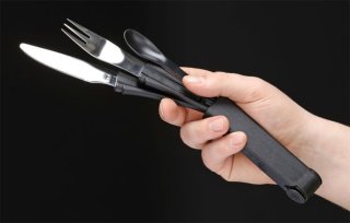 BÖKER 03BO800 Snac Pac | Essbesteck für unterwegs: Messer Gabel Löffel Salz+Pfefferstreuer > 420er E