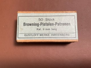 Gustloff Werke HIRTENBERG 50St. Browning-Pistolen-Patronen im Kal.9mm lang (9x20)