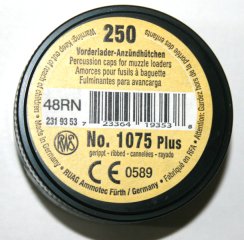 250 Stück RWS Vorderladeranzündhütchen#1075PLUS(verstärkt) 4,47mm |gerippt!Dose á 250 Stück #2319353