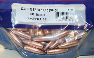 50 Stück PPU | PrviPartizan Geschosse #B-125 303 .311 180grs 11,7g SP BT - Teilmantel JAGDGESCHOSS