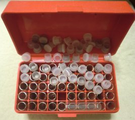 Vorderlader- Glasröhrchen für Pulver in MTM Box