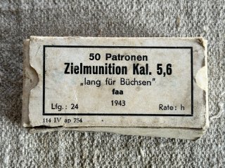 DWM Karlsruhe - Zielmunition Kal. 5,6 lfB .22 l.r. 50 Patronen 1943 faa