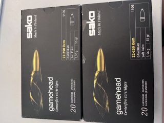 40 Schuss 22-250 Rem. Sako Gamehead 55grs.