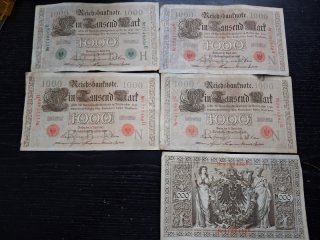 1000 Mark Reichsbanknote Kaiserzeit 5 Stück