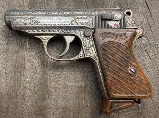 Werksgravierte, versilberte Walther PPK von 1940 Zella Mehlis 7,65mm