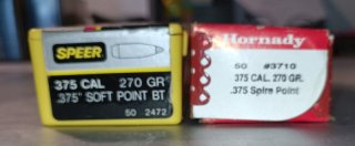 100 Stück Geschosse Hornady Spire Point 375 - 270 / Speer Soft Point 375 - 270
