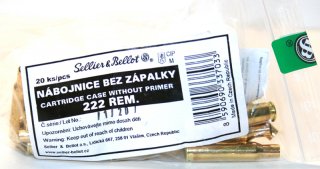 20 Stück S&B | Sellier&Bellot Wiederladehülsen S+B .222 Rem. | NEU Messing Boxer o Zünder #V337032