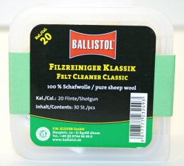 30x BALLISTOL Reinigungsfilze / Filzreiniger KLASSIK Cal. 20 | 100% Schafwolle| 20/76 Flinte/Shotgun