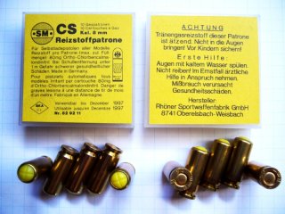 Rarität ! CS-Gaspatronen Kal.8mm(600 Bar)vom Qualitätshersteller SM der Beste Gaspatronenhersteller