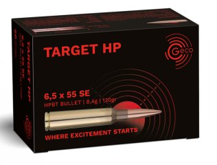 50 Schuss GECO 6,5x55 SE Swedish TARGET HP 130gr 8,4g HPBT Munition MATCH Patronen Hohlspitz 2421510