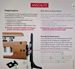 016153 ANSCHÜTZ, Kappensperre für Schaftkappenausleger, NEU