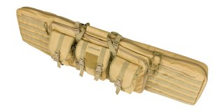 1 x Futteral TACTICAL braun / coyote / sandfarben | für zwei Waffen | 3 große Außentaschen Rückentra