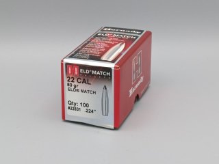 100 Geschosse Hornady #22831 Diameter .224 80 Grain ELD Match