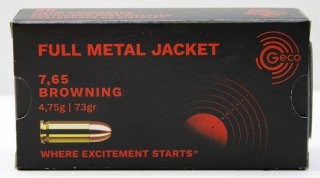50 Schuss GECO Pistolenpatronen 7,65MM Browning Munition 4,75g 73gr FMJ Full Metal Jacket .32 ACP Au