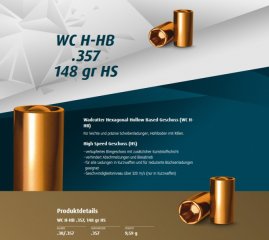 H&N Geschosse .357 WC H-HB HS 148gr. 500St. (.357Mag. .38Spec.)