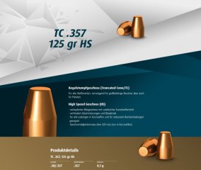 H&N Geschosse .357 TC HS 125gr. 500St. (.357Mag 9mmLuger)