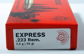 20 Schuss GECO EXPRESS Büchsenpatronen .223 Rem. 56gr 3,6g Blei Präzise Jagd Munition 223 Remington