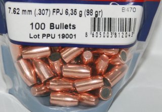 100 Stück PPU | PrviPartizan 7,62 Nagant Geschosse #B-470 | .307 / 7,62 - 98grs / 6,35g FJP Flachkop