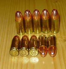 10 Stück 9mm Para / 9mm Luger / 9X19 Dekos Vollmantel und Messinghülse