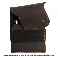 BÜFFEL-LEDER PATRONENETUI für 5 Kugeln/Büchsenpatronen 1 x RUAG-Modul 6,5 - 9,3 (NORMA, RWS) Pull-Up