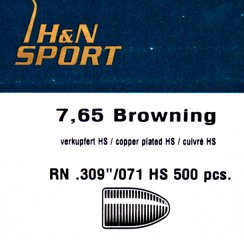 500St. H&N Geschosse .309 7,65 Browning RN HS 71grs/4,6g|Haendler&Natermann BLEIGESCHOSSE Rundkopf