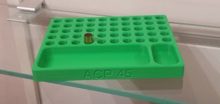 Ladebrett für ACP 45 mit Fächer für Geschosse und Zündhütchen