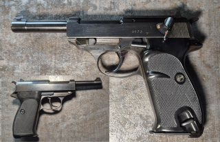 Walther P38 – Spreewerk "cyq" – Nr. 9672 v – nummerngleich – Kriegsfertigung