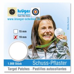 1 x 1.000 St. Schußpflaster in SPENDERPACKUNG Schuss-Pflaster ø19 mm selbstklebend WEISS weiß KRÜGER