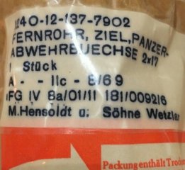 Zielfernrohr Hensoldt leichte Panzerfaust in OVP FUNKELNAGELNEU Panzeroptik