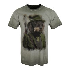 ALMTRACHT JAGD T-Shirt GRÜN OSKAR Dackelmotiv farbig 100% Natur-Baumwolle Rundhals Größe: XL - 54