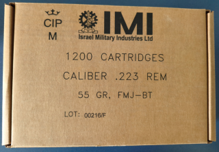 .223 Rem. IMI 55gr FMJ-BT 1200 Patronen verfügbar