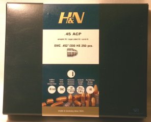250 H&N .45ACP(.452Dia.) - 200 - SWC - verkupfert-HIGH-SPEED -250er Box