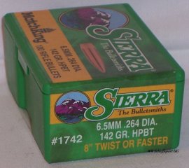 100St. SIERRA 6,5mm(.264Dia.) - 142 - HPBT - MATCH KING -#1742 - Versand ab 6,40€