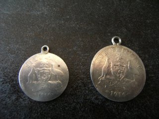 2 x Silber Münzanhänger Australien 1916