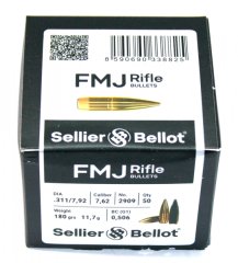 50 Stück S&B | Sellier&Bellot Geschosse #2909 | 7,62* .303 Brit, Dia .311 7,92 -180grs / 11,66g FMJ
