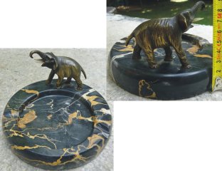 Orig.Bronze-Elefant auf Stein-Aschenbecher um 1900